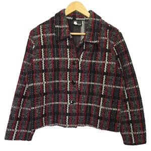 First Option Womens Vintage 90s Y2K Preppy Academia Twee Tweed Plaid Jacket L